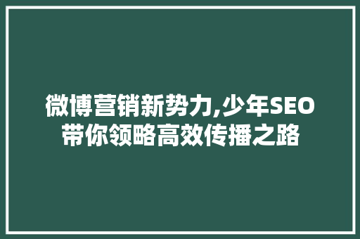 微博营销新势力,少年SEO带你领略高效传播之路