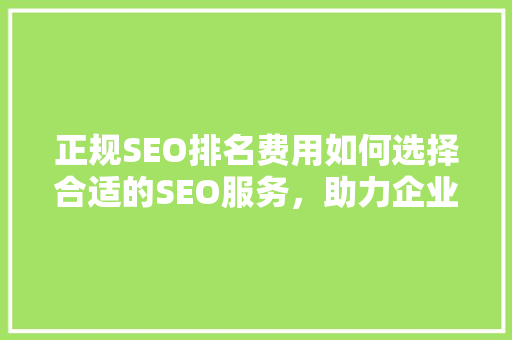 正规SEO排名费用如何选择合适的SEO服务，助力企业网站提升流量