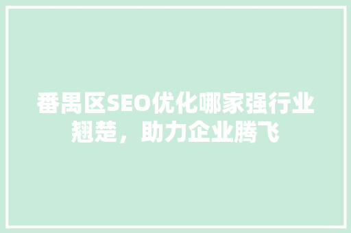 番禺区SEO优化哪家强行业翘楚，助力企业腾飞  第1张