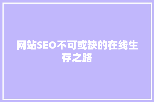 网站SEO不可或缺的在线生存之路