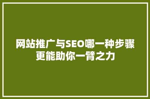 网站推广与SEO哪一种步骤更能助你一臂之力