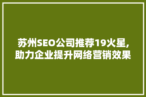 苏州SEO公司推荐19火星,助力企业提升网络营销效果的新选择