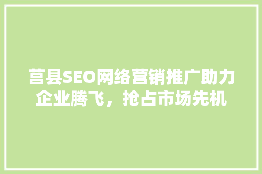 莒县SEO网络营销推广助力企业腾飞，抢占市场先机
