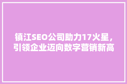镇江SEO公司助力17火星，引领企业迈向数字营销新高峰