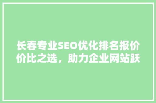 长春专业SEO优化排名报价价比之选，助力企业网站跃居搜索前列