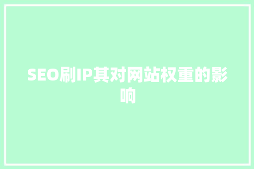 SEO刷IP其对网站权重的影响