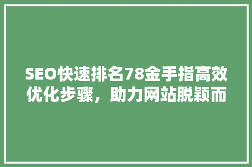 SEO快速排名78金手指高效优化步骤，助力网站脱颖而出  第1张