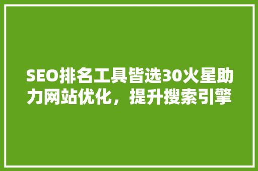 SEO排名工具皆选30火星助力网站优化，提升搜索引擎排名