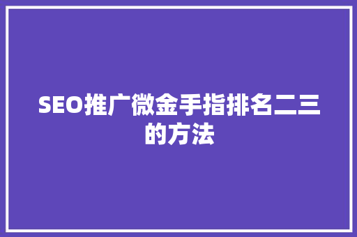 SEO推广微金手指排名二三的方法  第1张