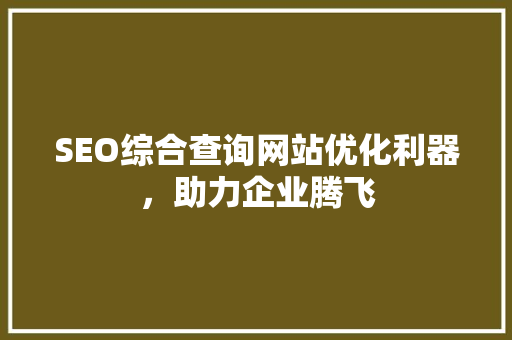 SEO综合查询网站优化利器，助力企业腾飞