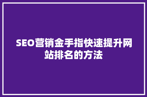 SEO营销金手指快速提升网站排名的方法