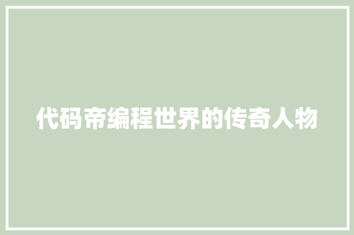 代码帝编程世界的传奇人物  第1张