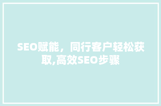 SEO赋能，同行客户轻松获取,高效SEO步骤