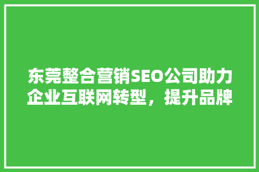 东莞整合营销SEO公司助力企业互联网转型，提升品牌影响力  第1张