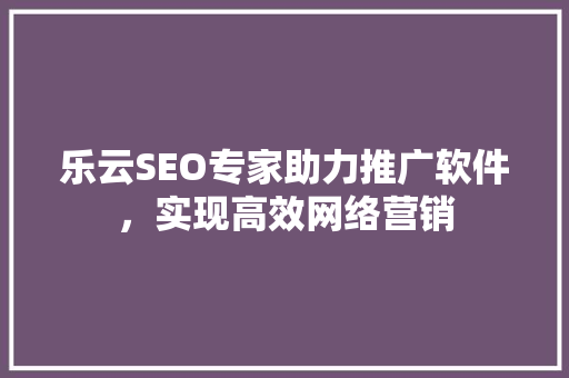 乐云SEO专家助力推广软件，实现高效网络营销
