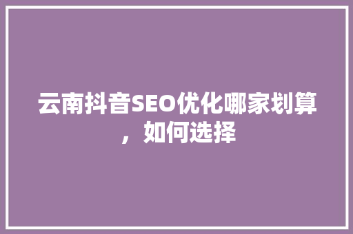 云南抖音SEO优化哪家划算，如何选择