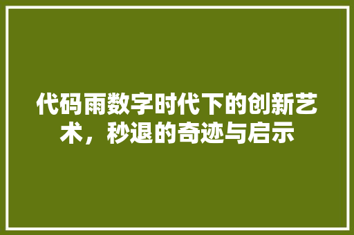 代码雨数字时代下的创新艺术，秒退的奇迹与启示