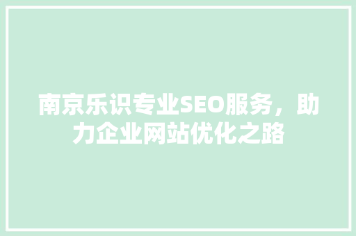 南京乐识专业SEO服务，助力企业网站优化之路