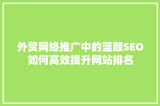 外贸网络推广中的蓝颜SEO如何高效提升网站排名