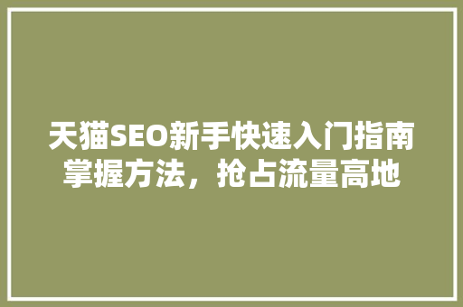 天猫SEO新手快速入门指南掌握方法，抢占流量高地