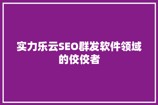 实力乐云SEO群发软件领域的佼佼者