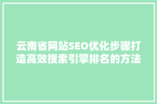 云南省网站SEO优化步骤打造高效搜索引擎排名的方法