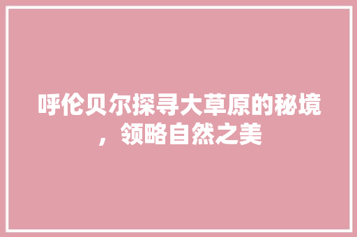 呼伦贝尔探寻大草原的秘境，领略自然之美