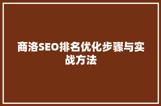 商洛SEO排名优化步骤与实战方法