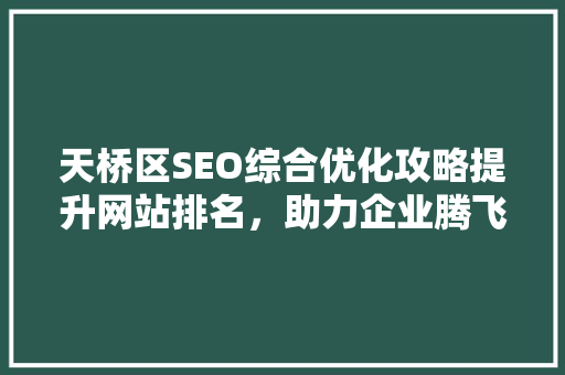 天桥区SEO综合优化攻略提升网站排名，助力企业腾飞  第1张