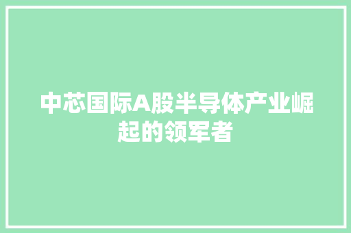 中芯国际A股半导体产业崛起的领军者