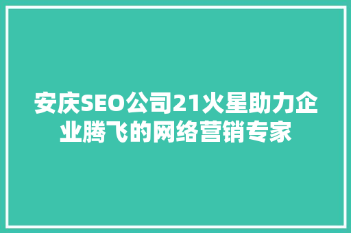 安庆SEO公司21火星助力企业腾飞的网络营销专家