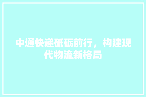 中通快递砥砺前行，构建现代物流新格局