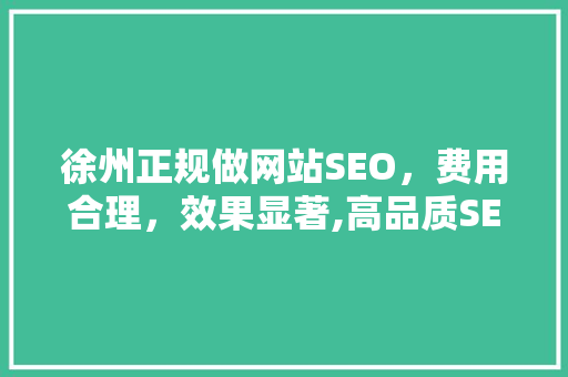 徐州正规做网站SEO，费用合理，效果显著,高品质SEO服务之路
