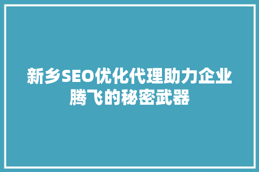 新乡SEO优化代理助力企业腾飞的秘密武器