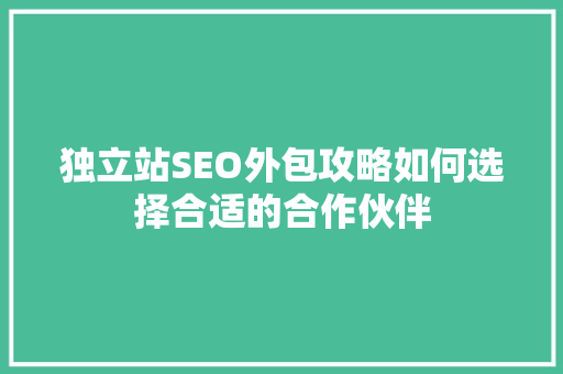 独立站SEO外包攻略如何选择合适的合作伙伴