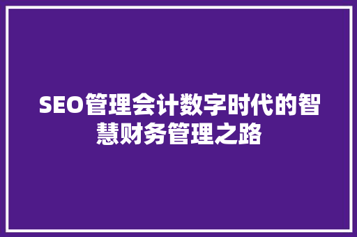 SEO管理会计数字时代的智慧财务管理之路