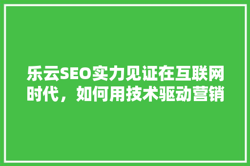 乐云SEO实力见证在互联网时代，如何用技术驱动营销新格局