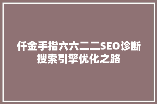 仟金手指六六二二SEO诊断搜索引擎优化之路