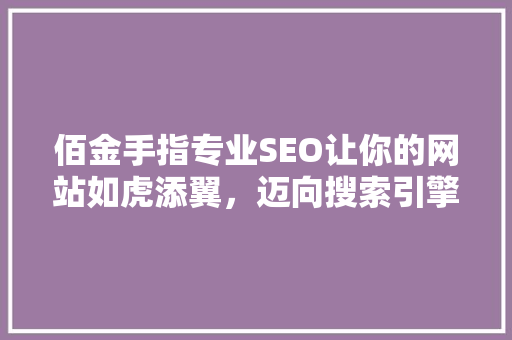 佰金手指专业SEO让你的网站如虎添翼，迈向搜索引擎霸主之路