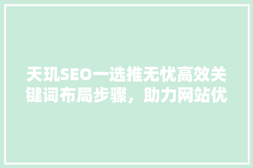 天玑SEO一选推无忧高效关键词布局步骤，助力网站优化