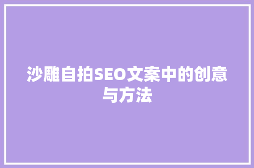 沙雕自拍SEO文案中的创意与方法