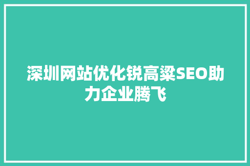 深圳网站优化锐高粱SEO助力企业腾飞
