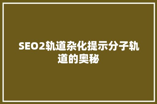 SEO2轨道杂化提示分子轨道的奥秘