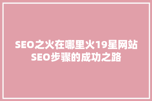 SEO之火在哪里火19星网站SEO步骤的成功之路