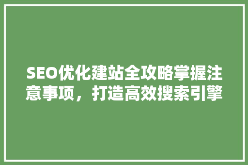 SEO优化建站全攻略掌握注意事项，打造高效搜索引擎排名