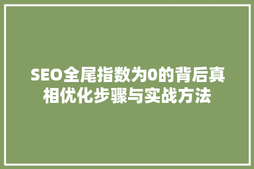 SEO全尾指数为0的背后真相优化步骤与实战方法