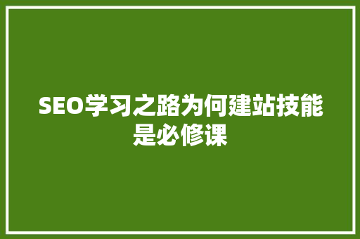SEO学习之路为何建站技能是必修课  第1张