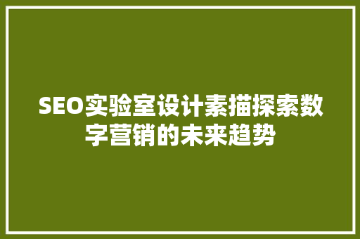 SEO实验室设计素描探索数字营销的未来趋势