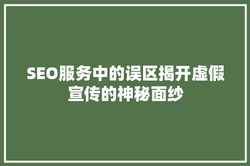 SEO服务中的误区揭开虚假宣传的神秘面纱