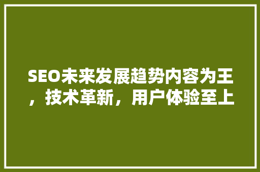 SEO未来发展趋势内容为王，技术革新，用户体验至上